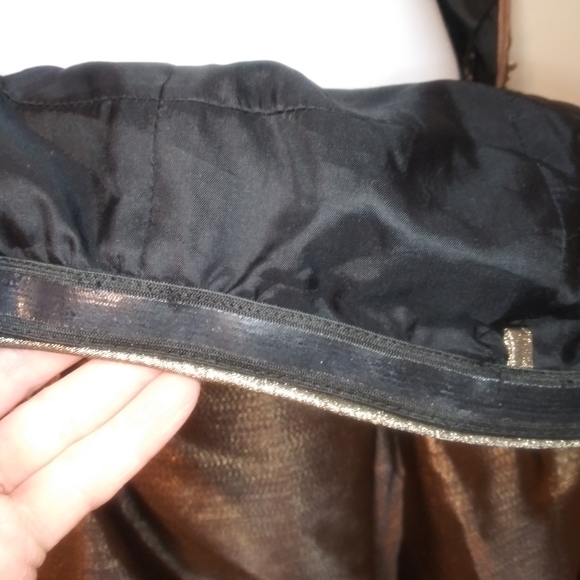 Monique Lhuillier Strapless Sparkly Bronze Lame´ Beaded Waist Evening Gown - Picture 9 of 16